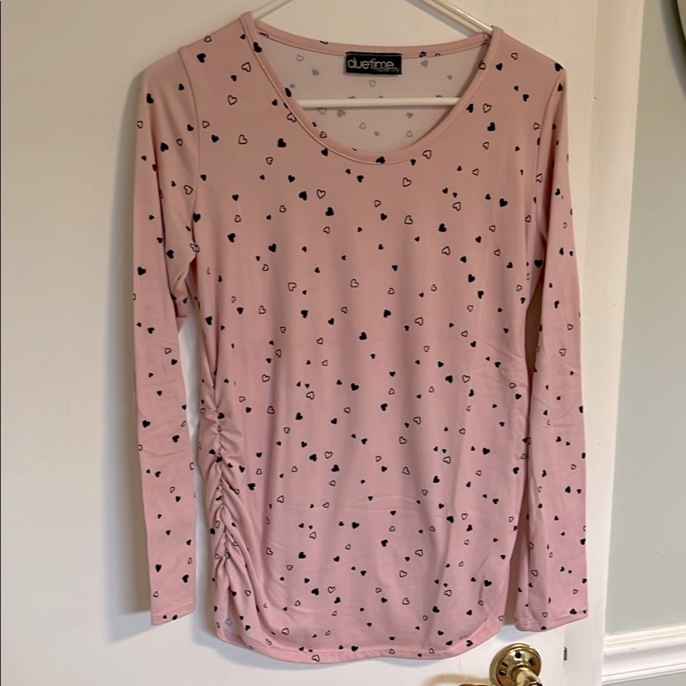 Maternity Pink Heart Print Women's Top